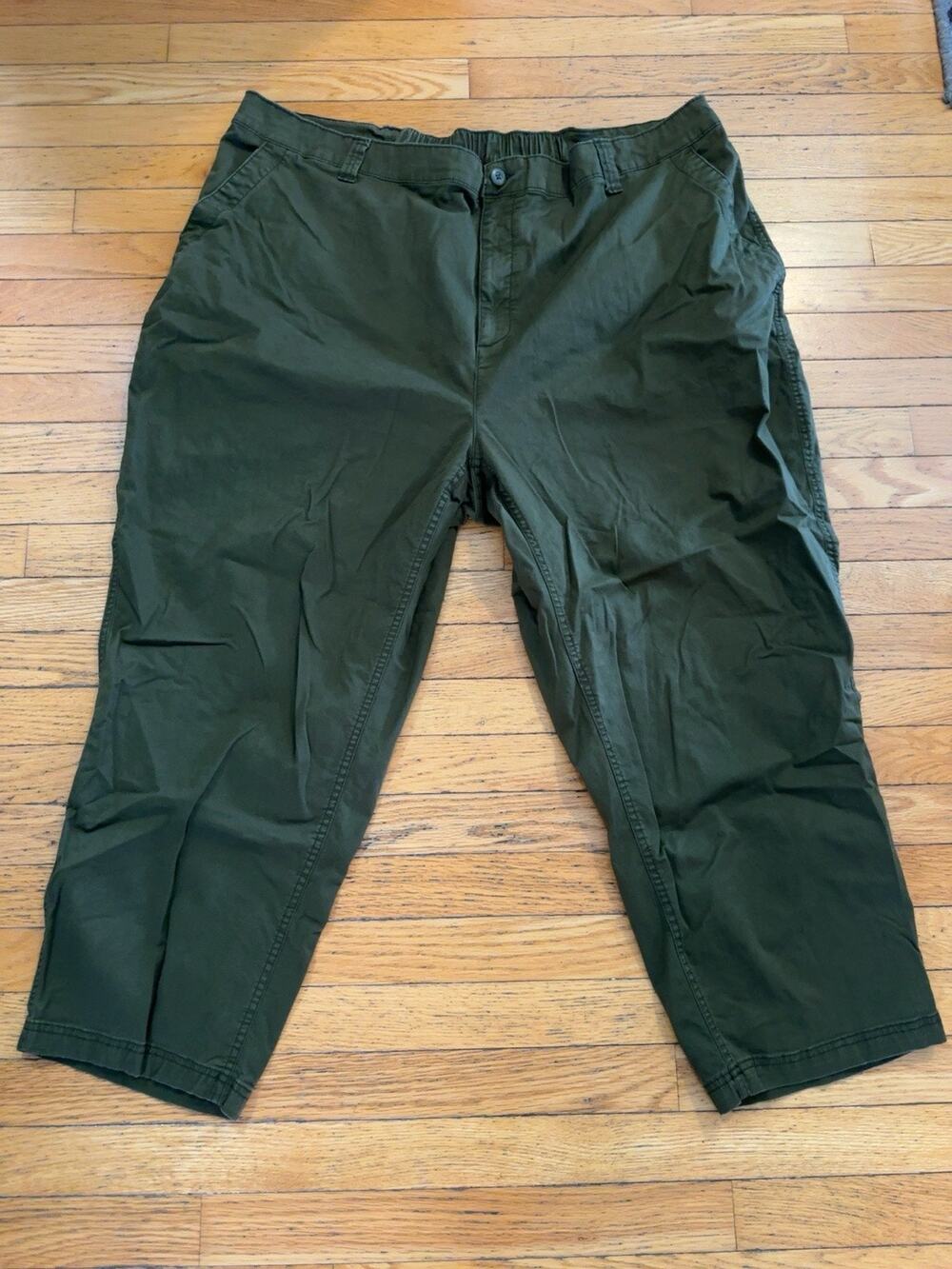 Old Navy High Rise OG Chino Pants Womens 3X Olive Green Cropped Casual Plus